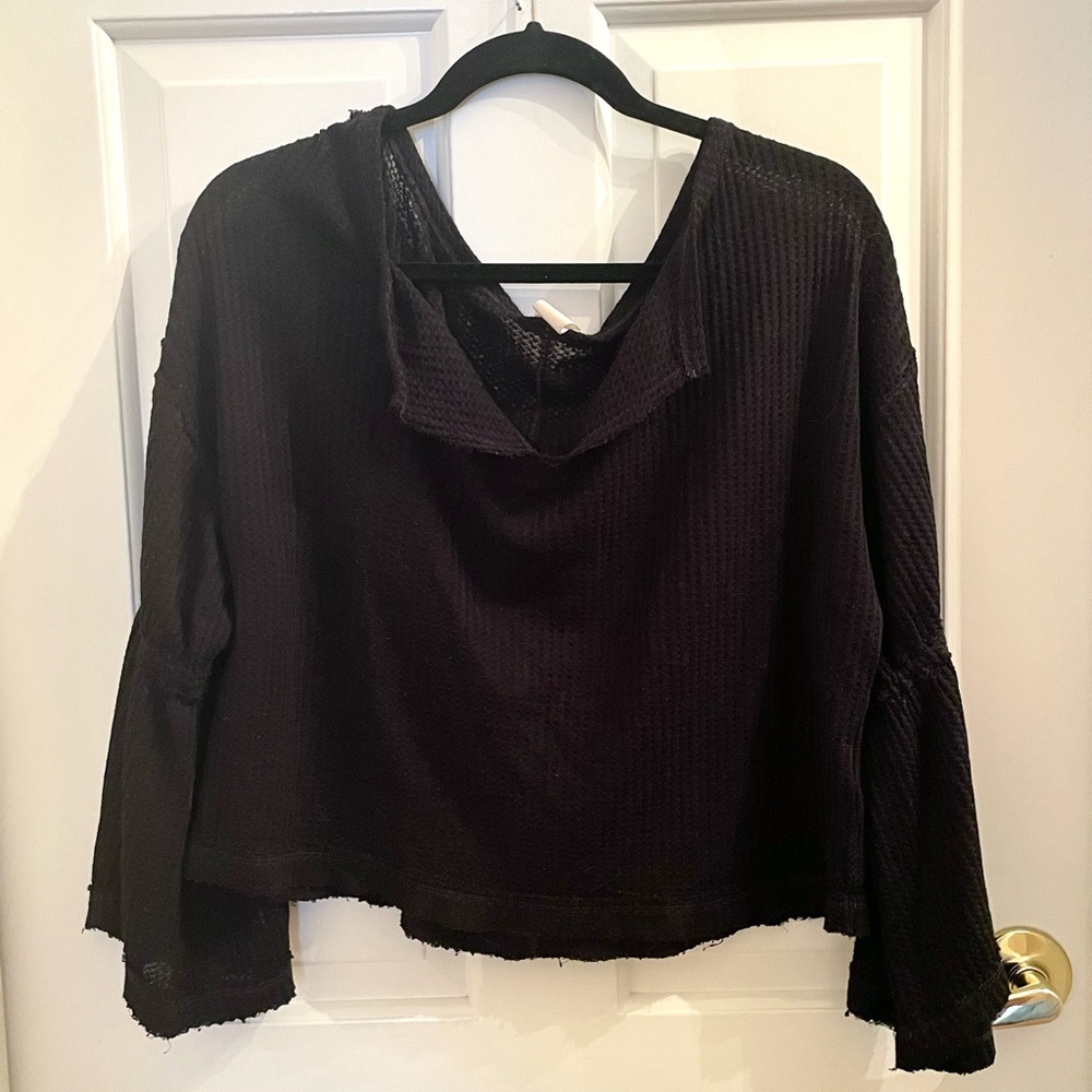 Free People We the Free Dahlia Waffle Knit Bell Sleeve Top